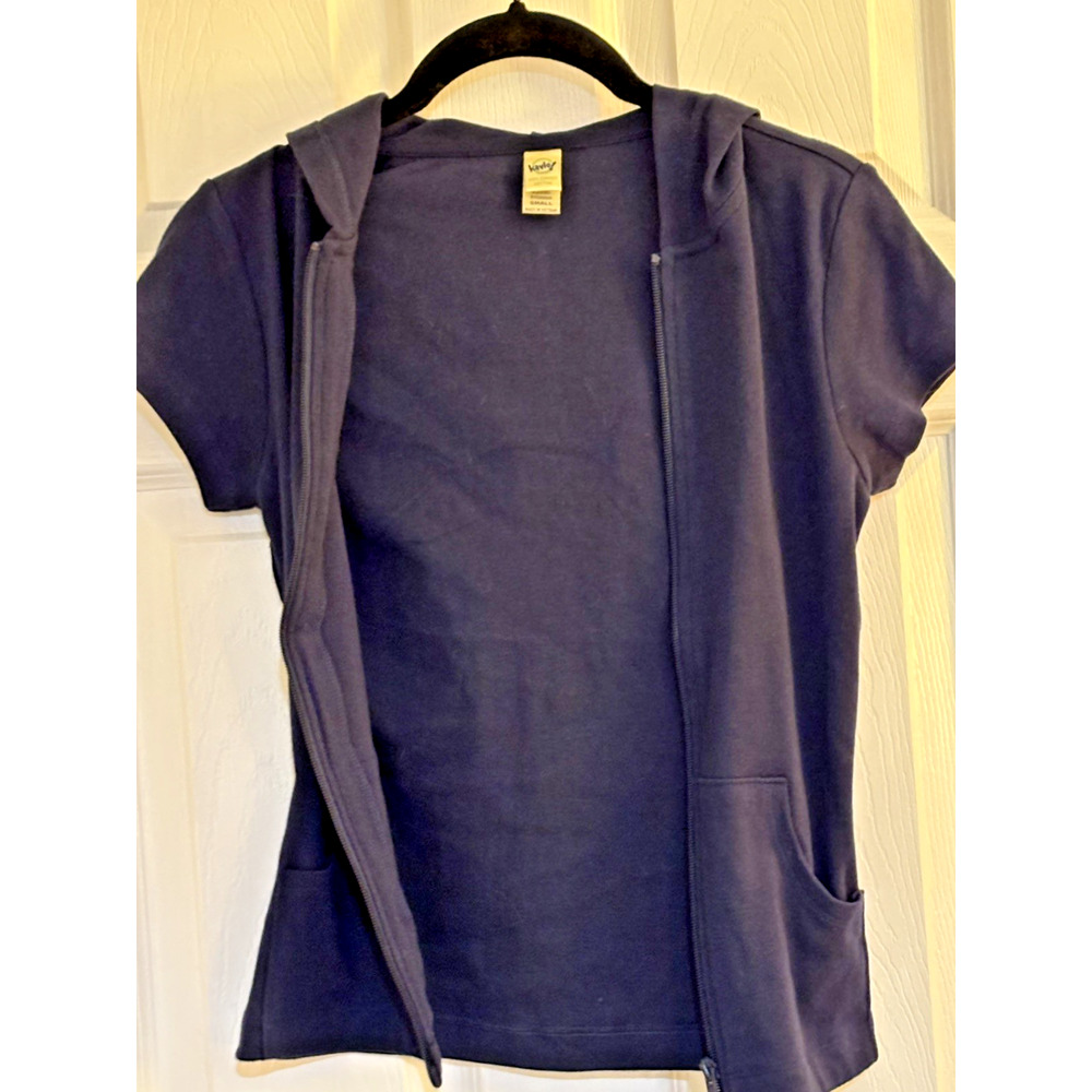 Kavio! Women's Short Sleeve Full Zip Hoodie Blue Cotton Small - Picture 2 of 10